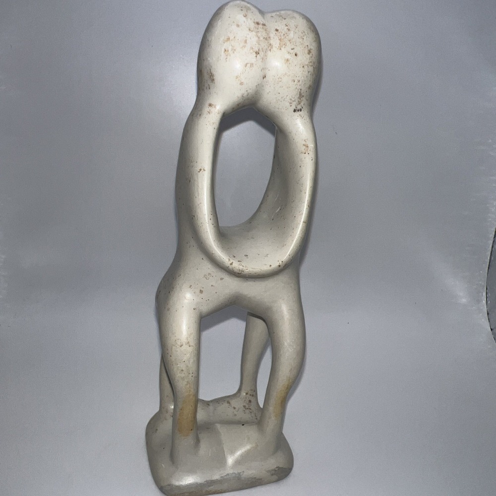 Vintage Interport Kenyan Soapstone Sculpture Abstract Family Lovers Hand Carved